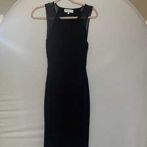 Reiss Black Mesh Panel Midi Dress